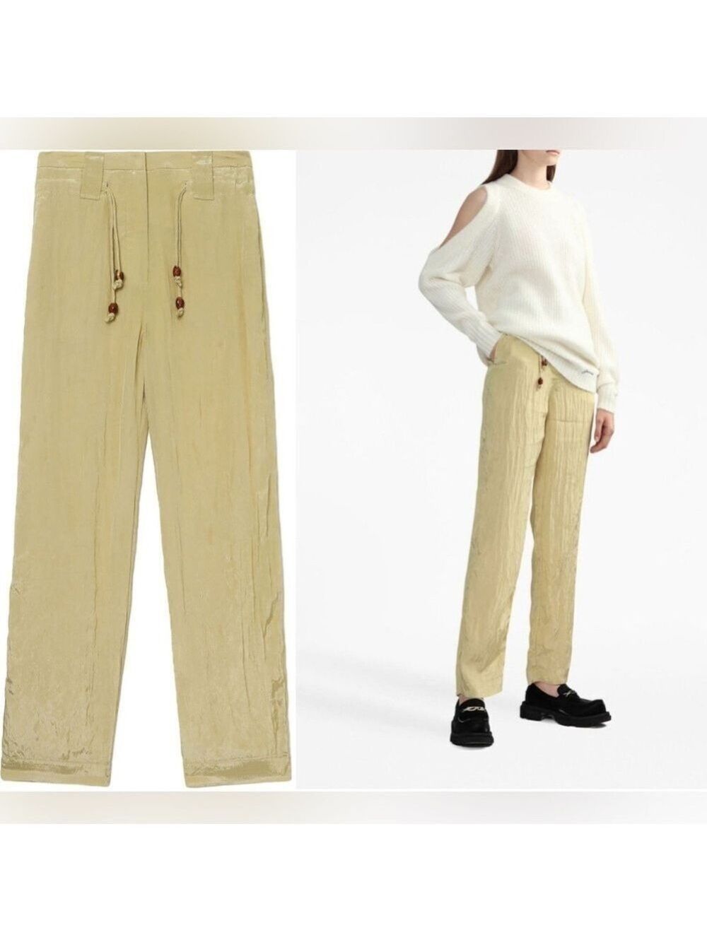 GANNI Shiny Tech Drawstring Pant size 6